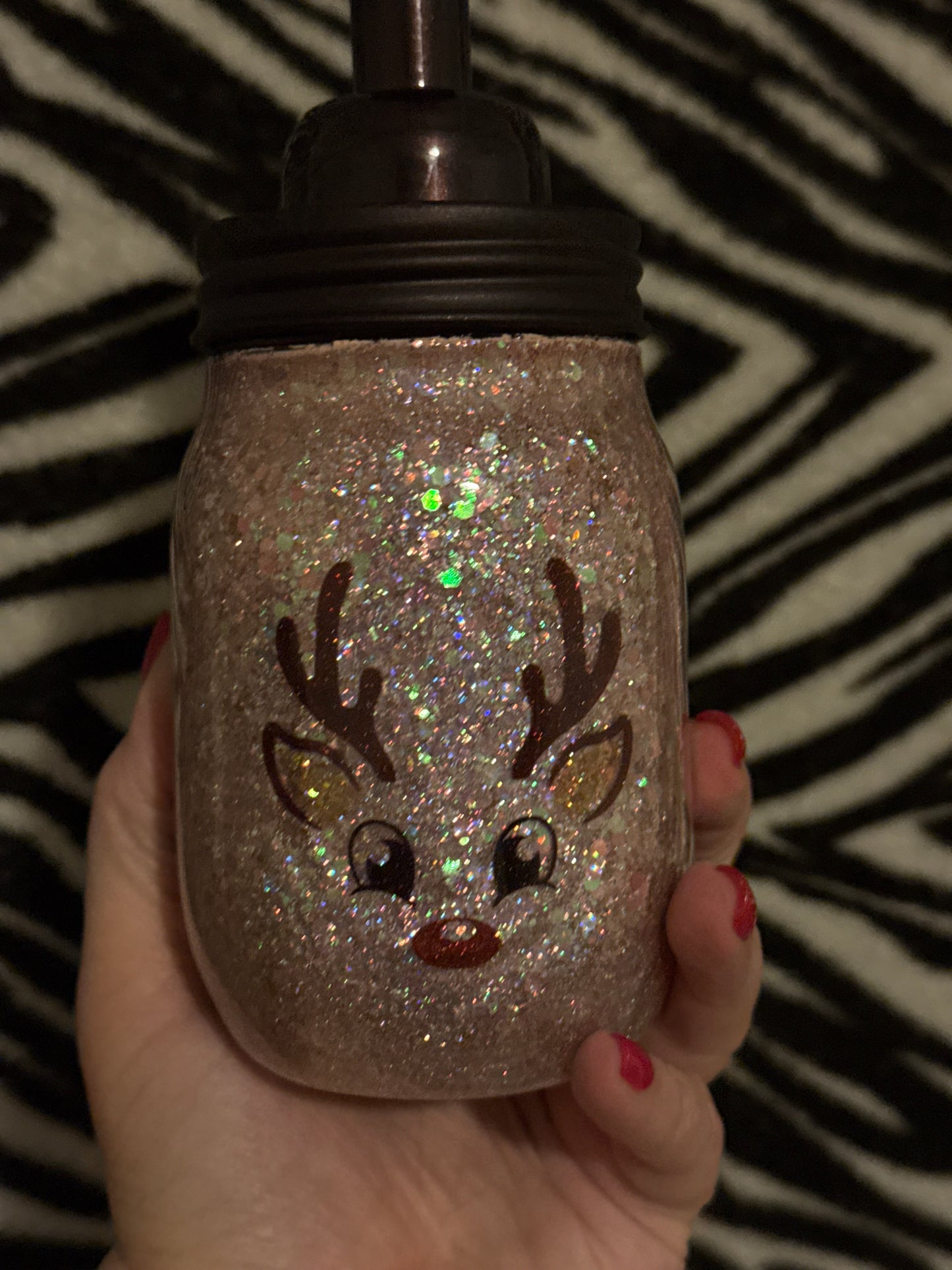 Reindeer soap jar