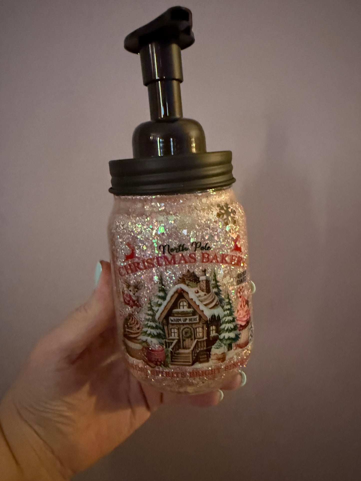 Gingerbread house soap jar