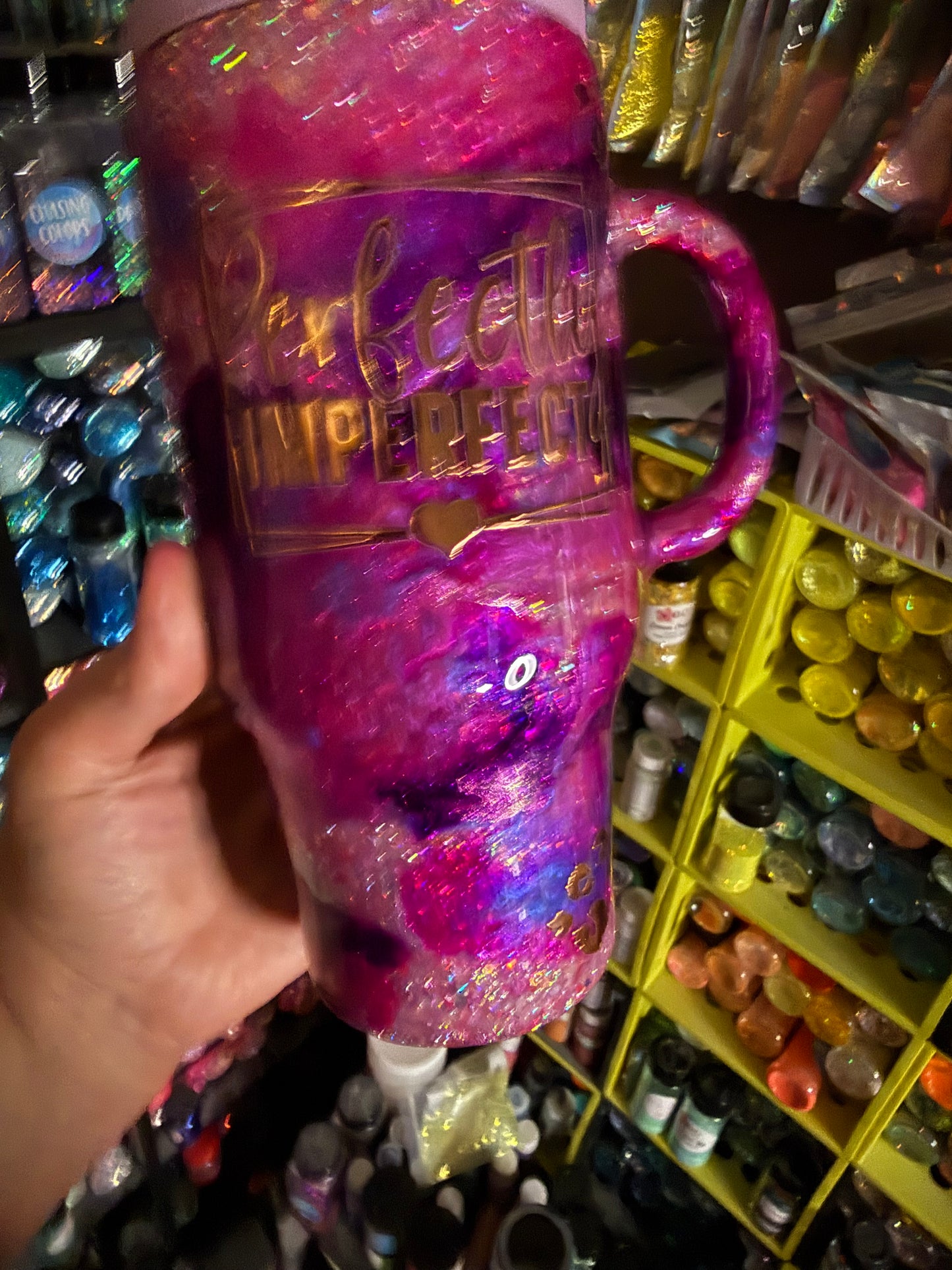Perfectly imperfect 32oz travel mug with spillproof lid