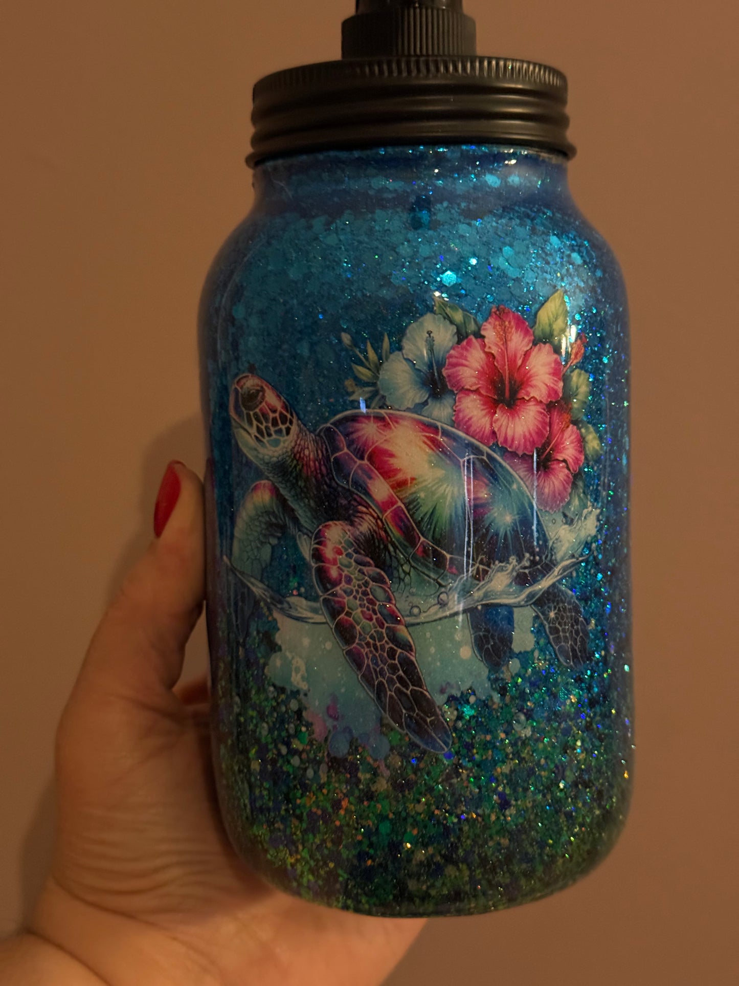 Turtle dishsoap jar 32oz with pump lid