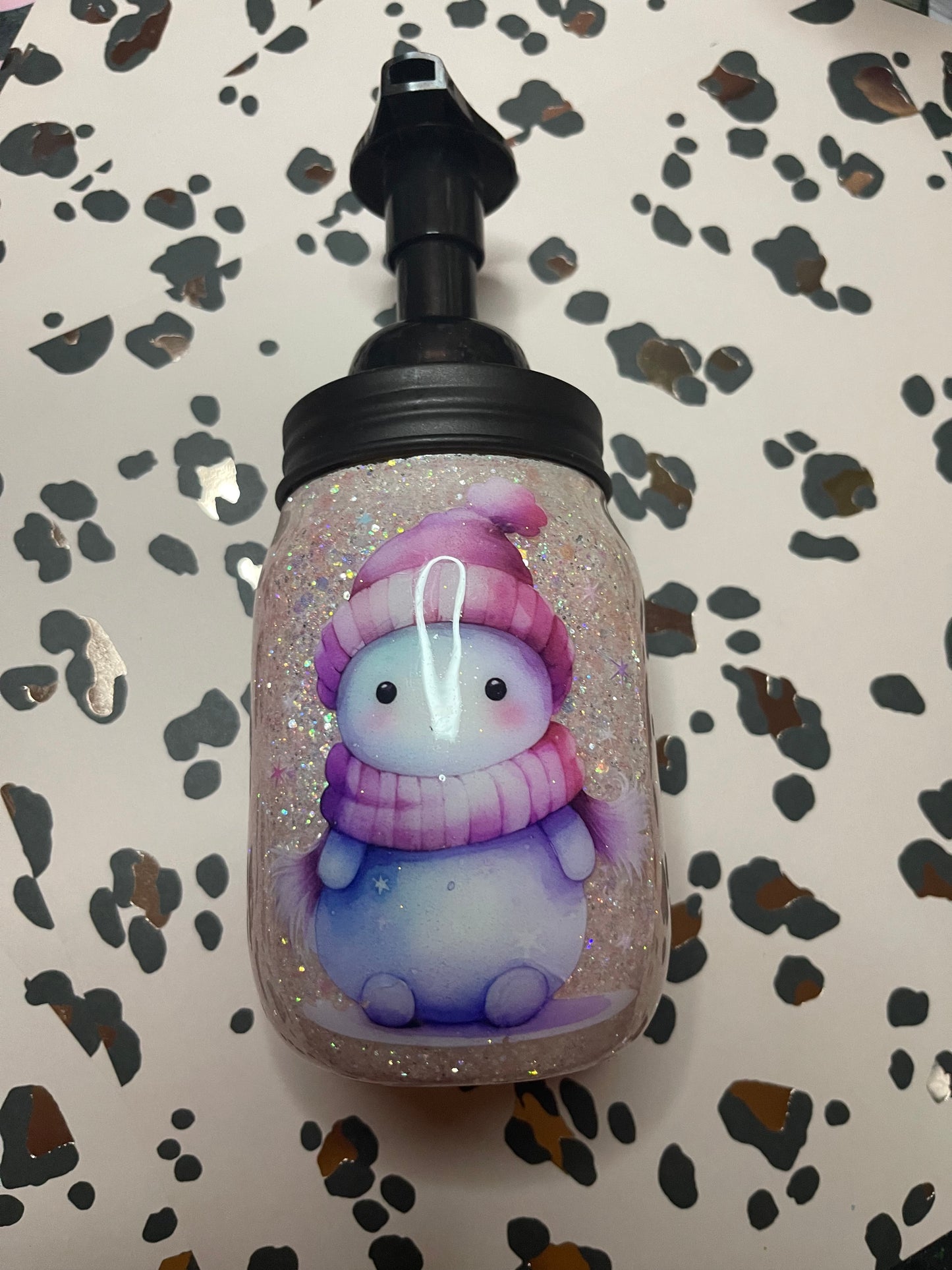 Snowman soap jar