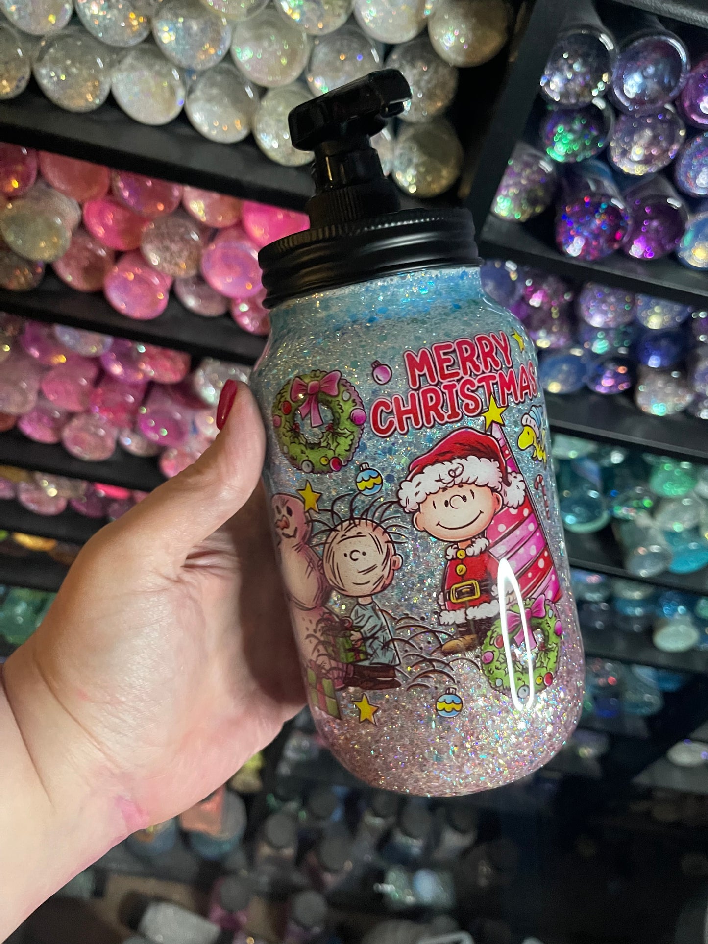 Charlie Brown 32oz mason jar with pump lid