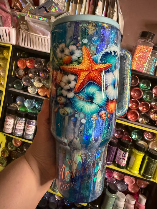 40oz spillproof blue/teal rustic raindrop