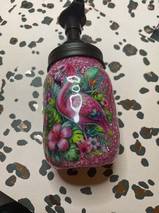 Flamingo soap jar