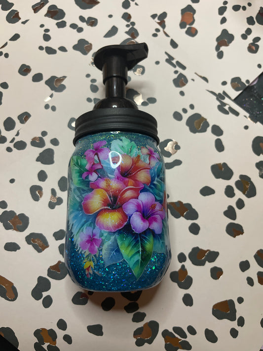 Hibiscus flower soap jar