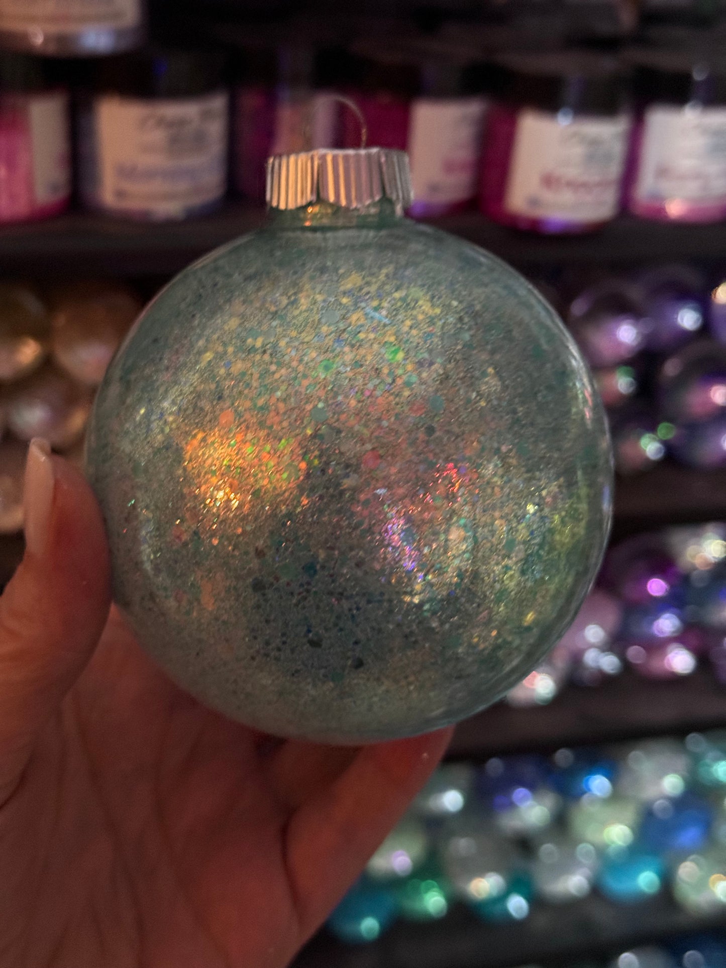 Teal 4in Christmas ornament