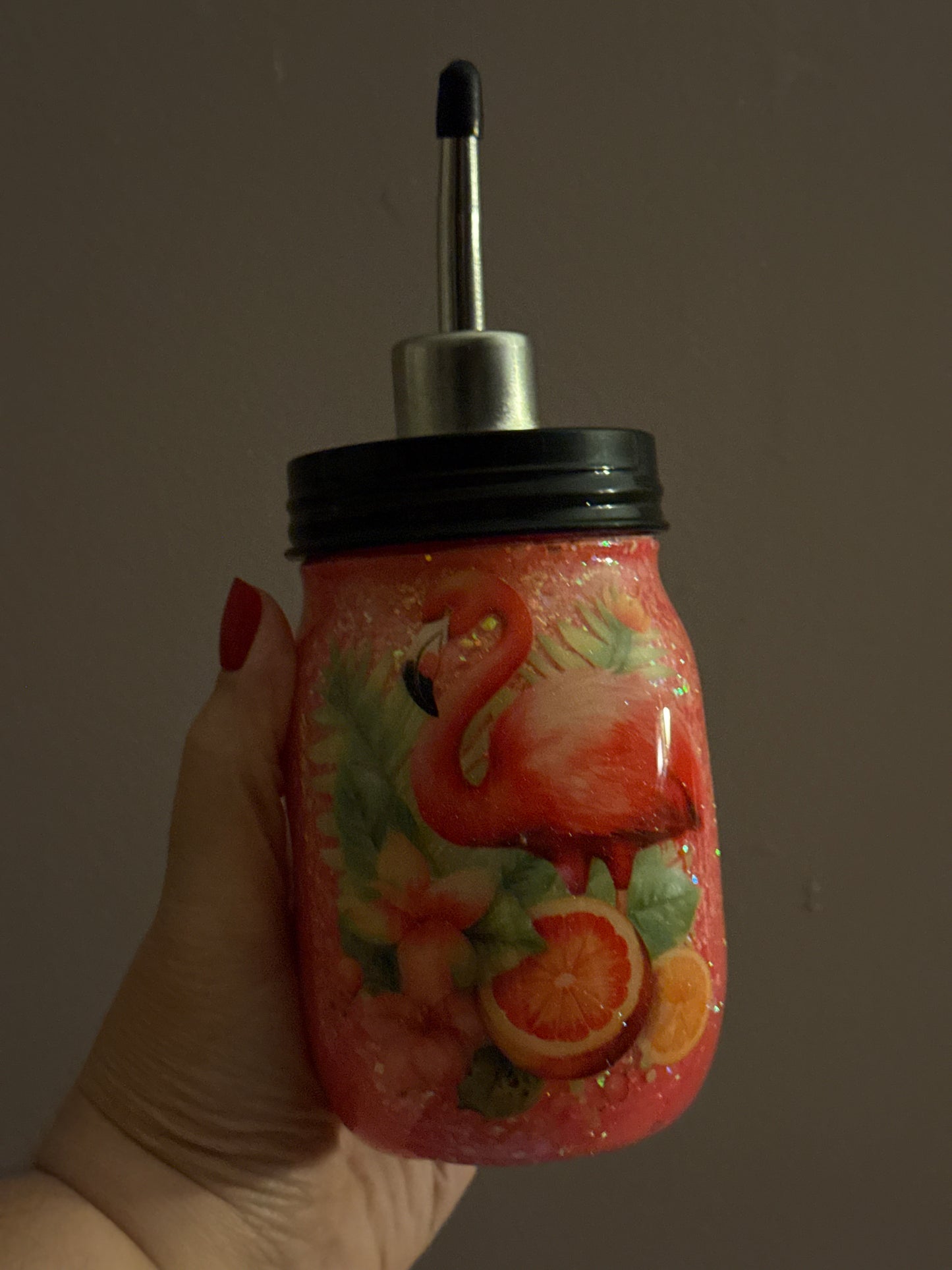 Flamingo Olive oil jar
