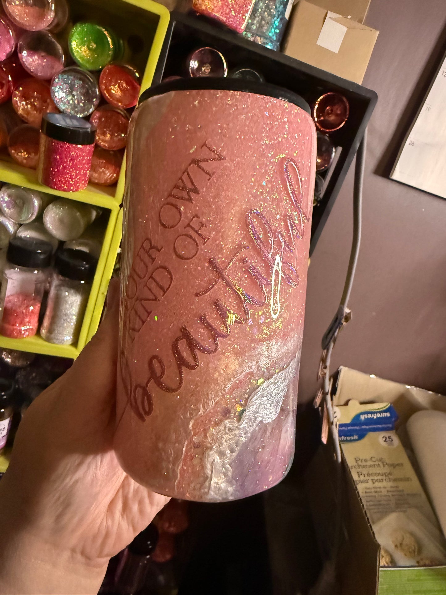Seashell beach waves skinny koozie