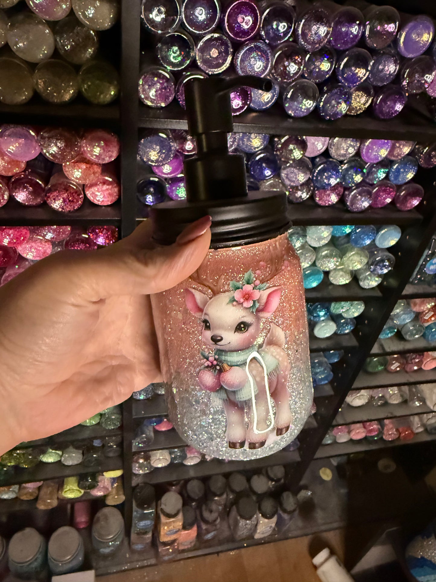 Reindeer soap jar