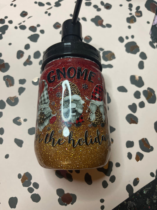 Gnome for the holidays soap jar