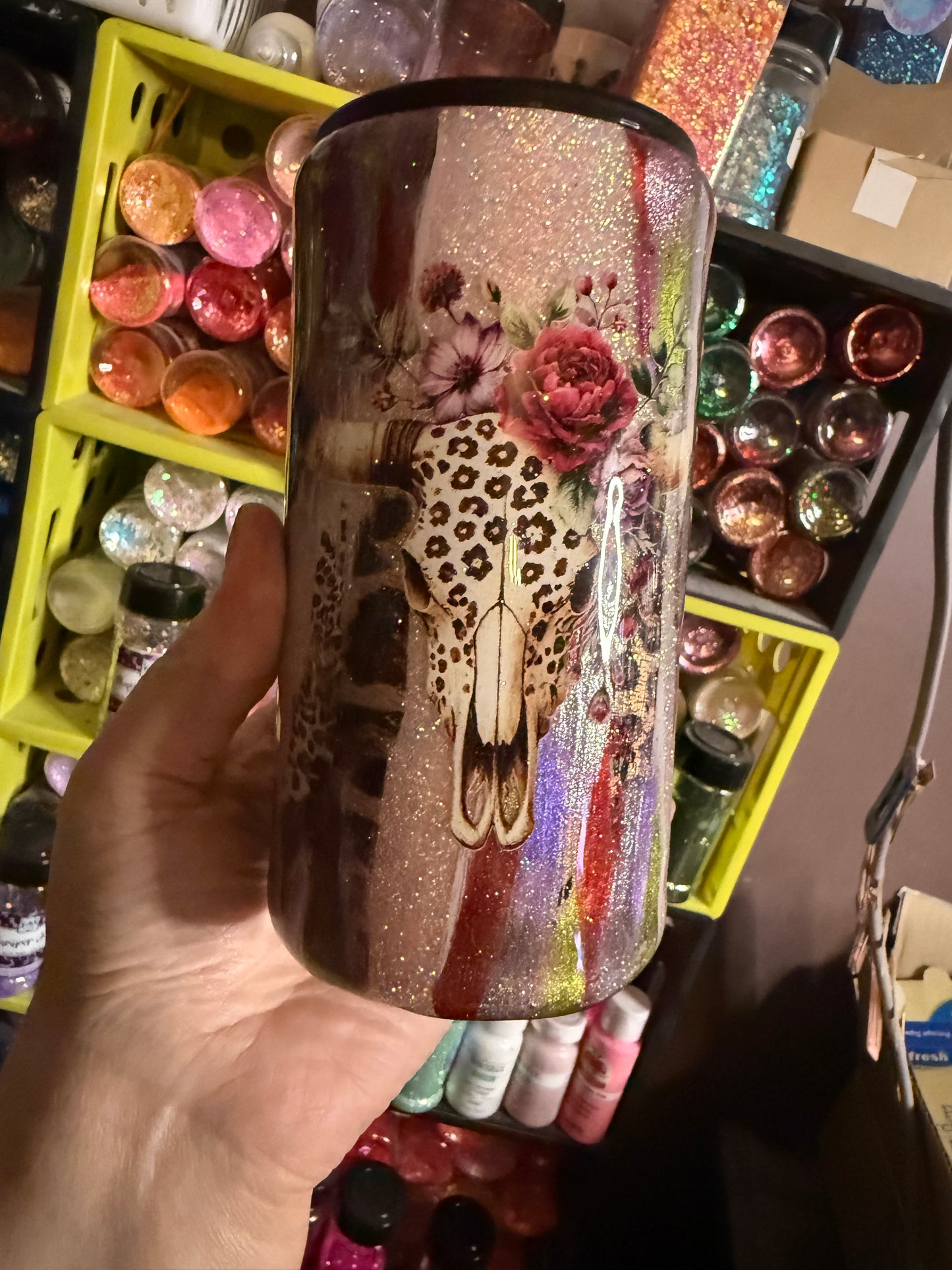 Bullskull throwdown skinny koozie