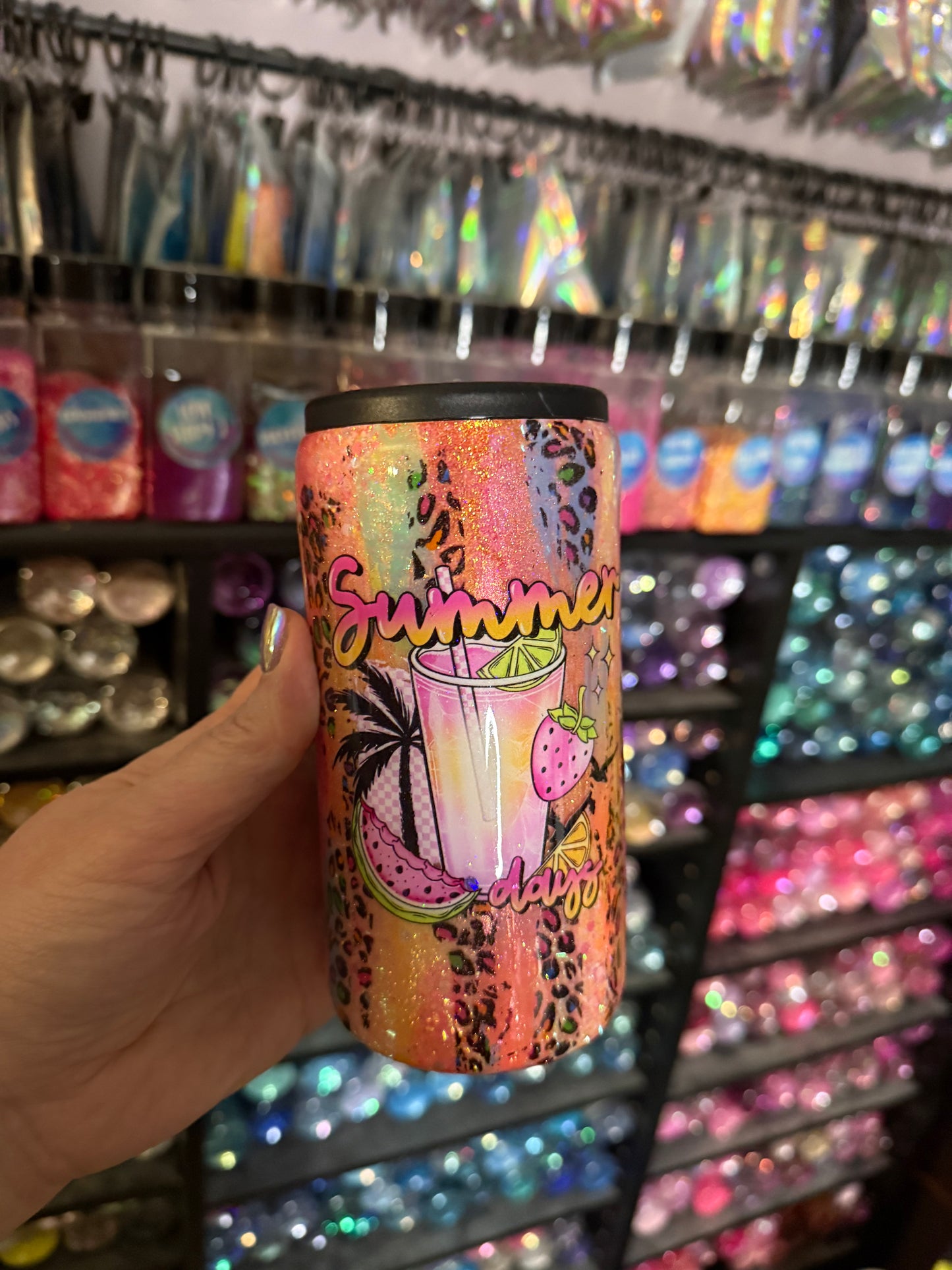 Neon summer skinny koozie