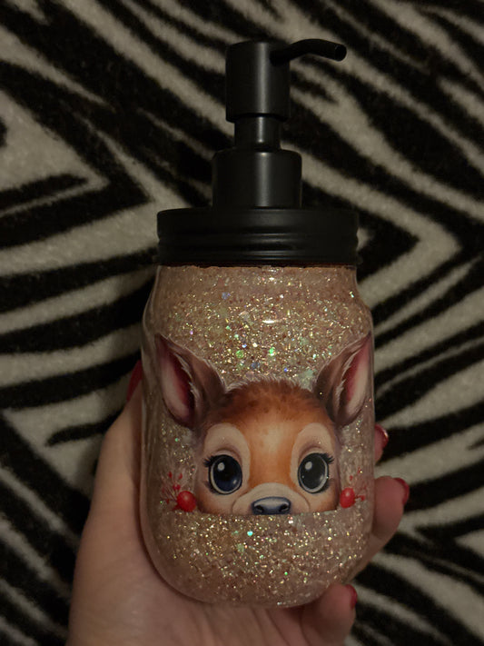 Reindeer face soap jar