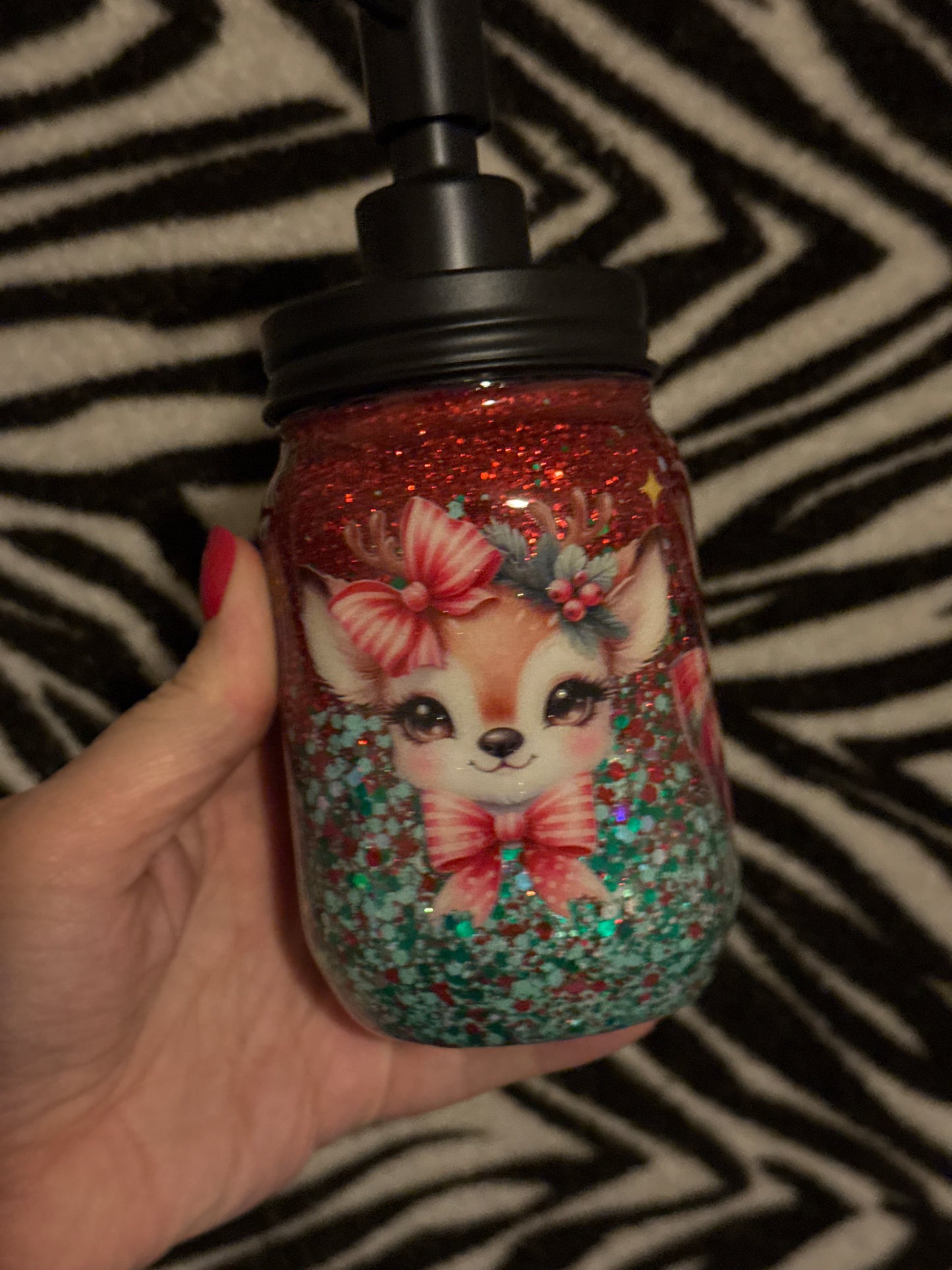 Reindeer soap jar