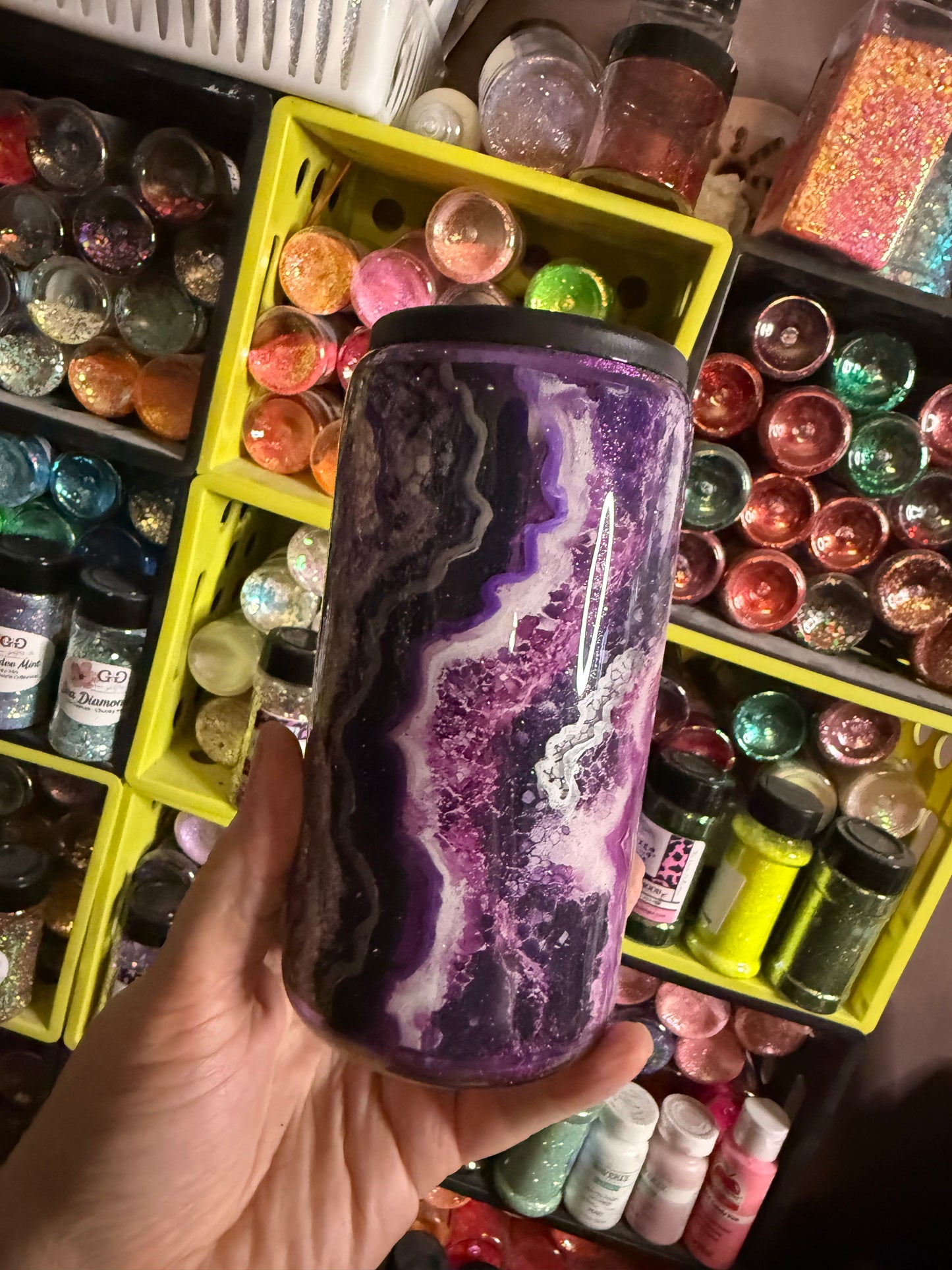 Purple geode skinny koozie