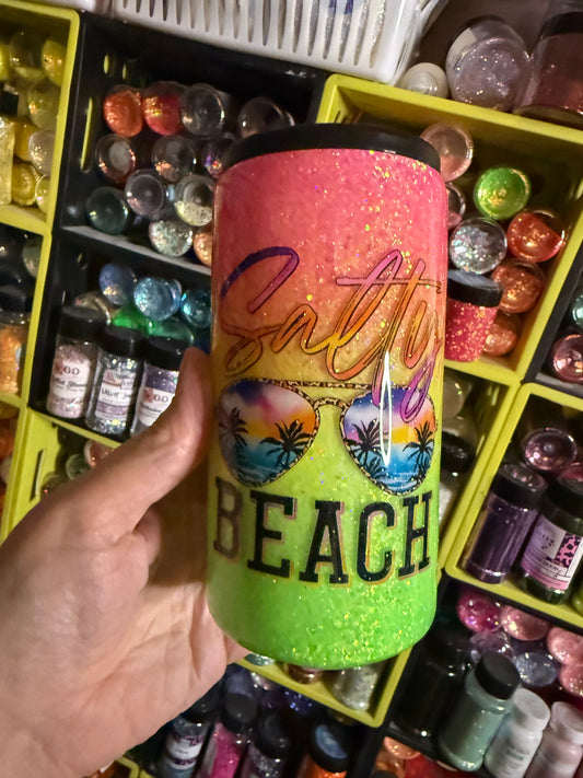 Salty beach skinny koozie