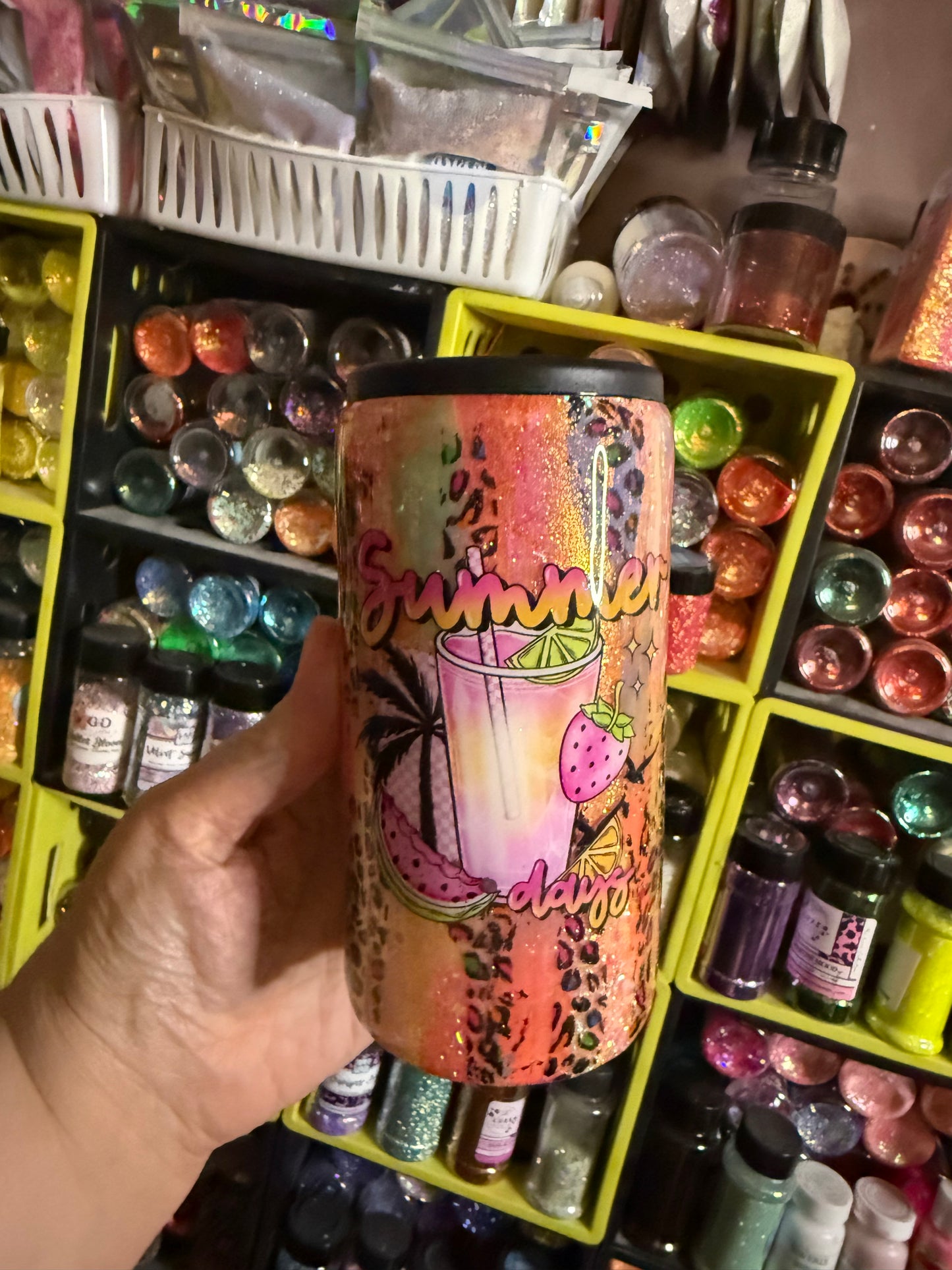 Summer days skinny koozie