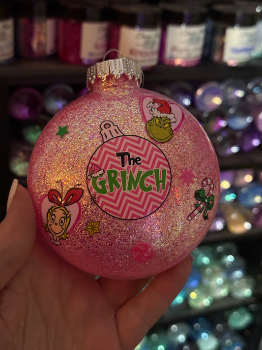 Pink grinch ornament