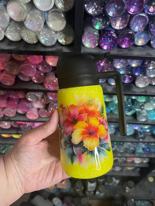 Floral olive oil pour/spray jar