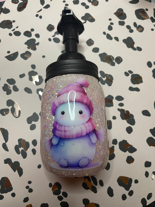 Snowman soap jar