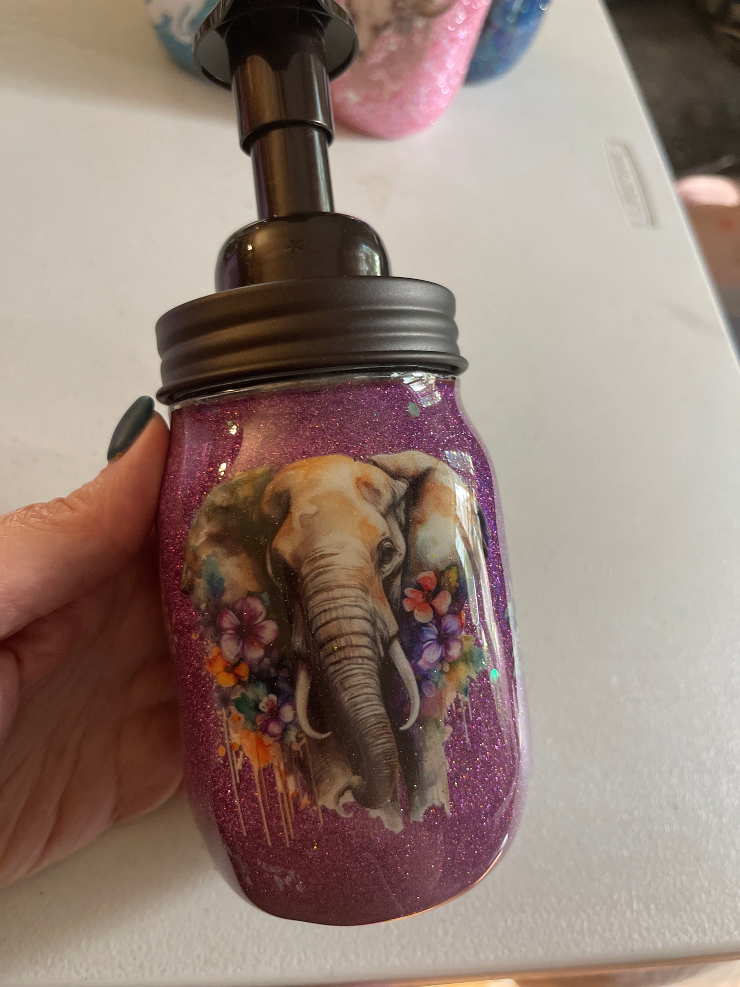 41. Elephant mason soap jar