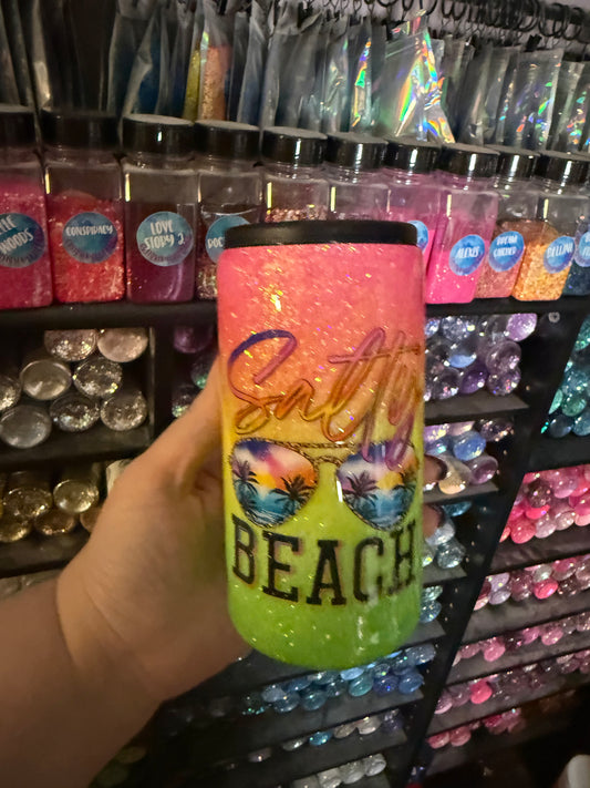 Salty beach skinny koozie