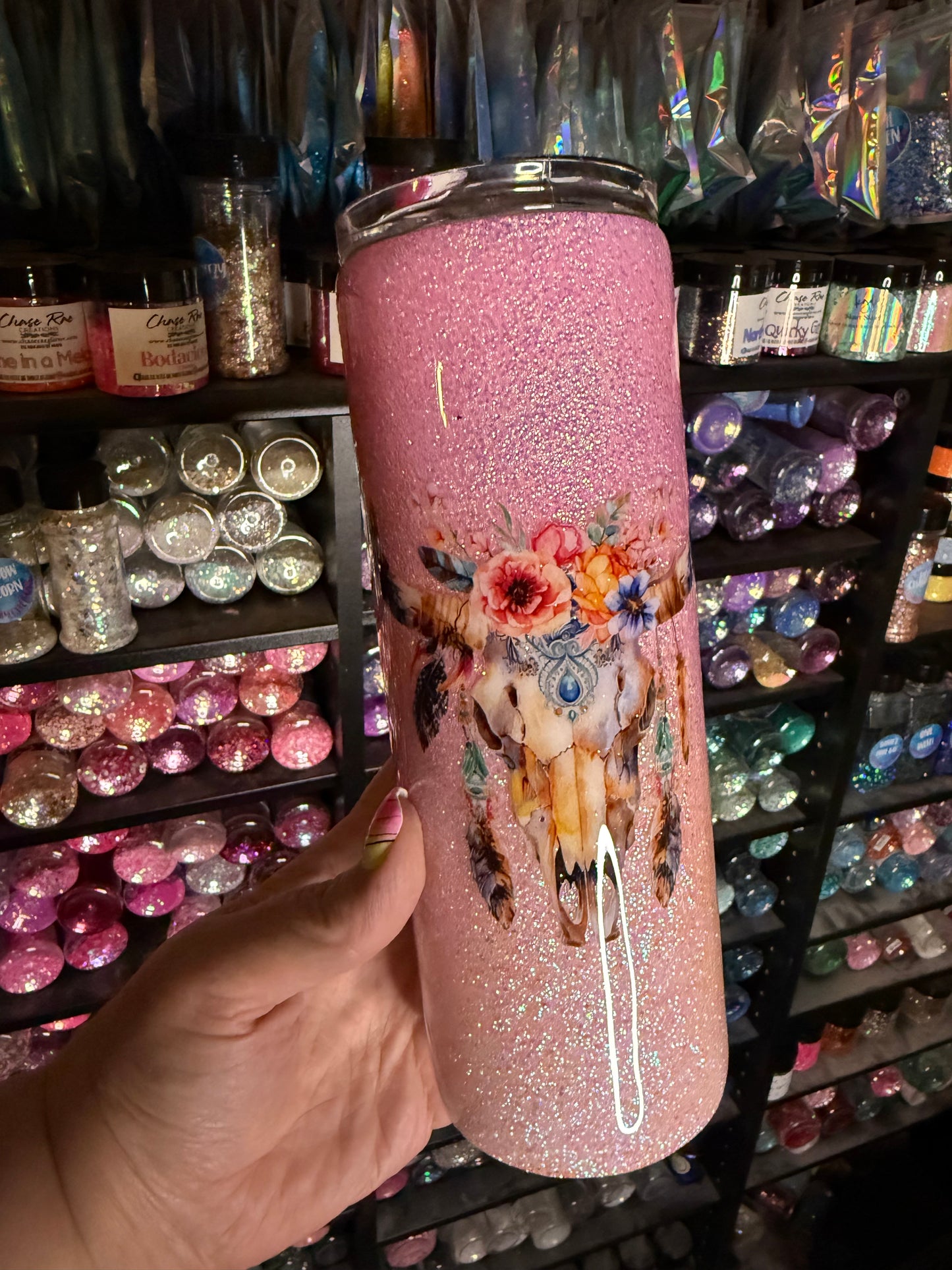 Floral cowskull 20oz