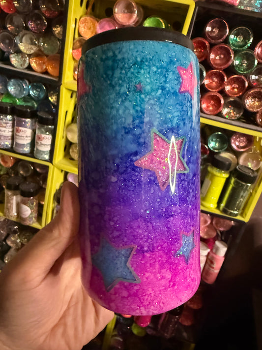 Peekaboo star skinny koozie