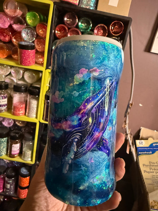 Whale skinny koozie