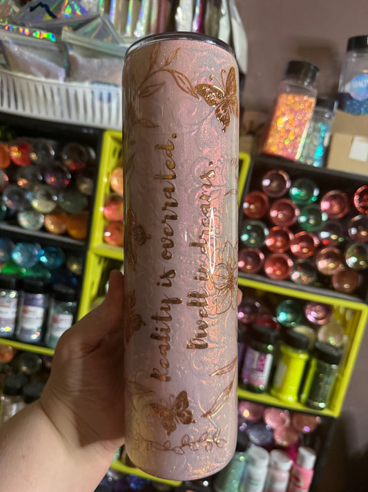 32oz butterfly floral pigment base tumbler